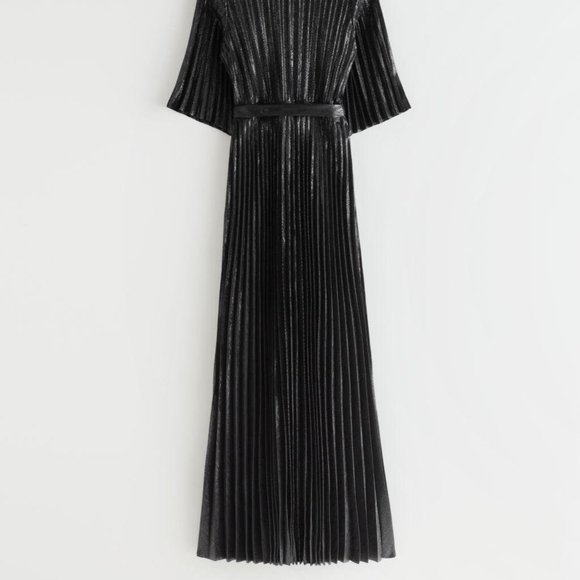 metallic pleated maxi dress - Picture 3 of 9